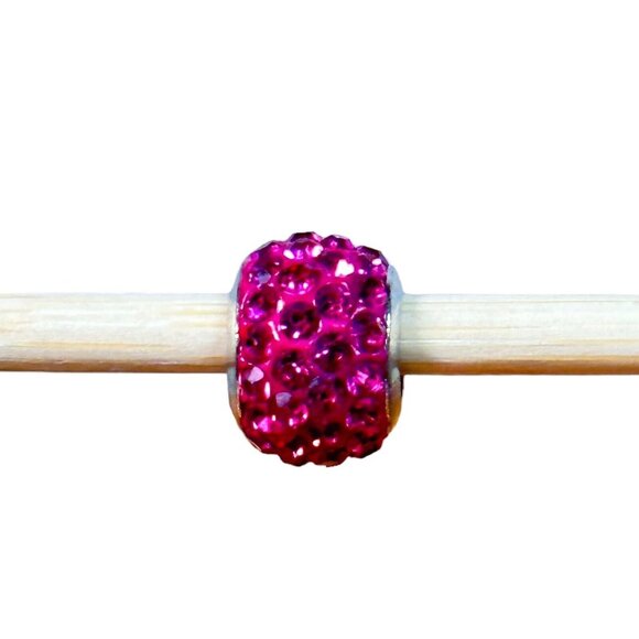 Sparkly Red Rhinestone Large Hole Charm Bead For Bracelets & Jewelry Making - Picture 3 of 7